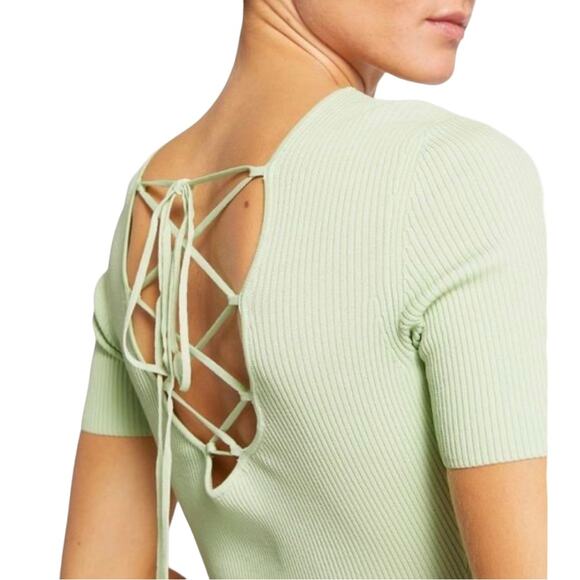 NWT! Maje Rib-Knitted Fitted Scoopback Midi Dress - Large (MSRP: $415) - Picture 5 of 16